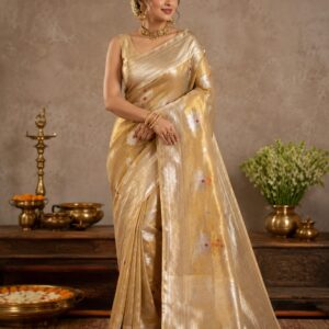 Golden Tissue Silk Meenakari Saree