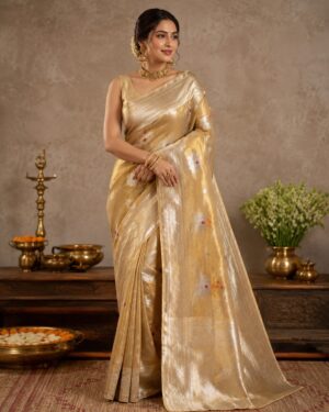 Golden Tissue Silk Meenakari Saree